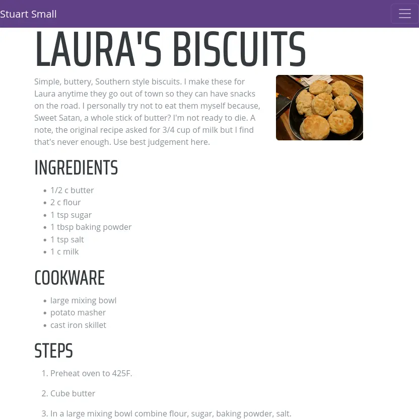 Final version of a rendered recipe